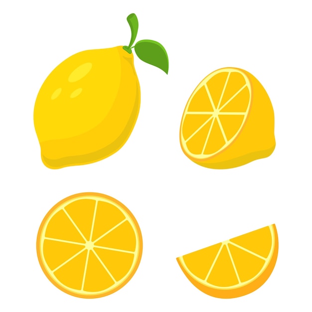 Lemon set vector icon, Fresh lemon fruits, collection of vector illustrations