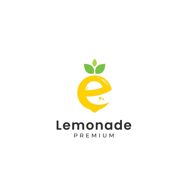 Lemon shaped letter E logo with text under it template