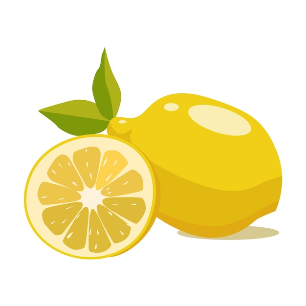 Lemon source of vitamin C Dietary food Cartoon illustration on white background