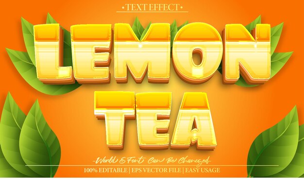 Vector lemon tea vector text effect editable alphabet leaf plant herb drink relax fresh