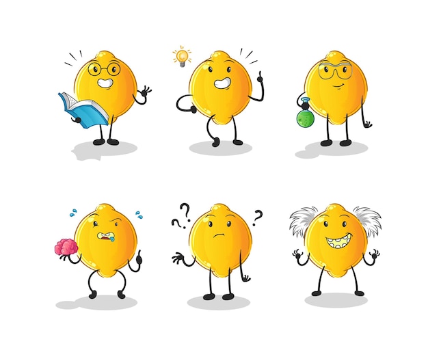 Lemon thinking group character. cartoon mascot vector