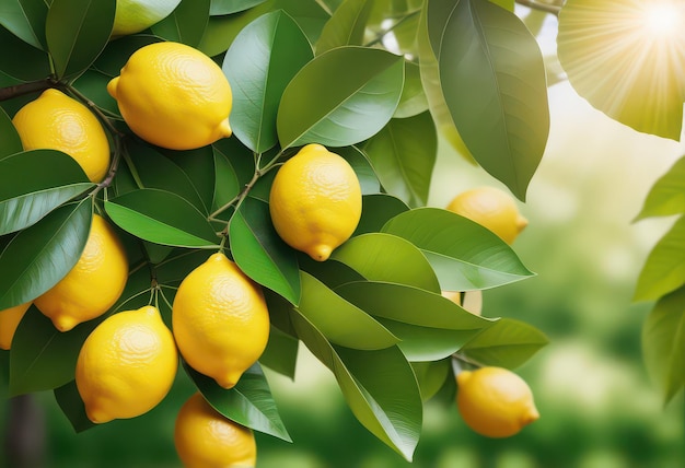 Vector a lemon tree with a bunch of green leaves and a lemon on it