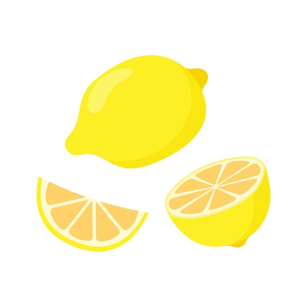 Lemon vector Half a lemon and a slice of lemon isolated on a white background