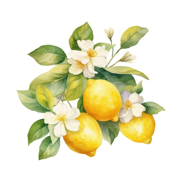 Lemon watercolor clipart white background