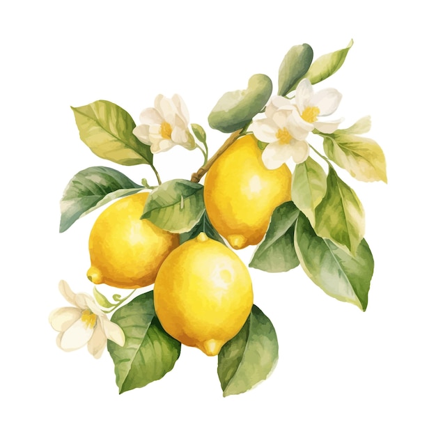 Lemon watercolor clipart white background