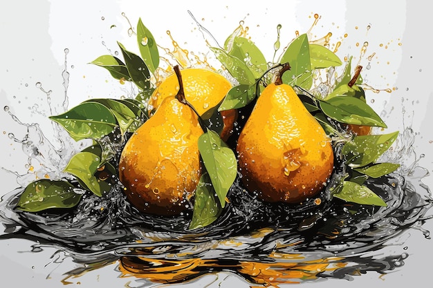 Lemon with water splash isolated on white falling deeply under water with a big splash on green back