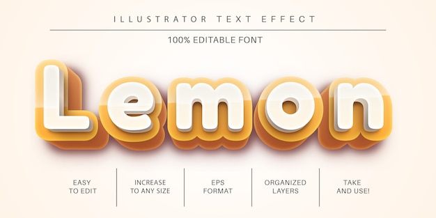 Lemon, yellow editable text effect, font style