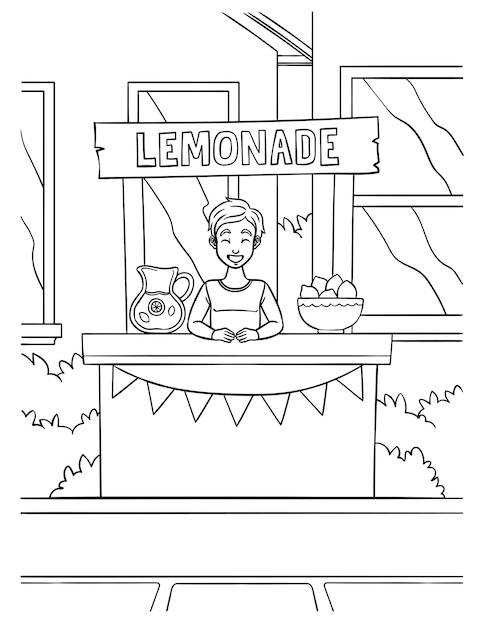 Lemonade Juice Vendor Coloring Page for Kids