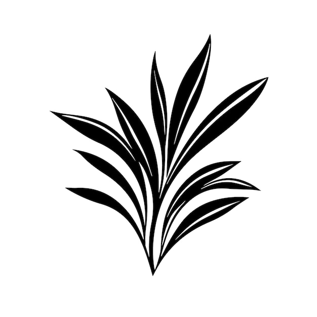 lemongrass leaf black and white vector template set for cutting and printing