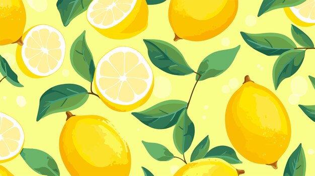 Vector lemons are displayed on a yellow background