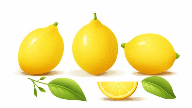 lemons are lined up on a white background