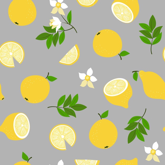 Lemons and flowers pattern1