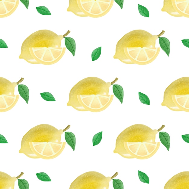 Lemons Pattern Watercolor Illustration Vector