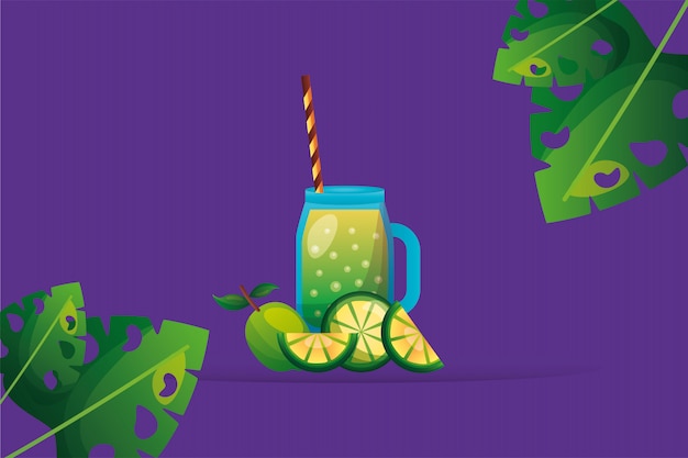 Lemons with juice and leaves vector design