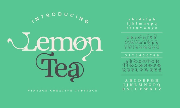 Lemontea luxury elegant alphabet letters and numbers Elegant wedding serif font decorative vintage