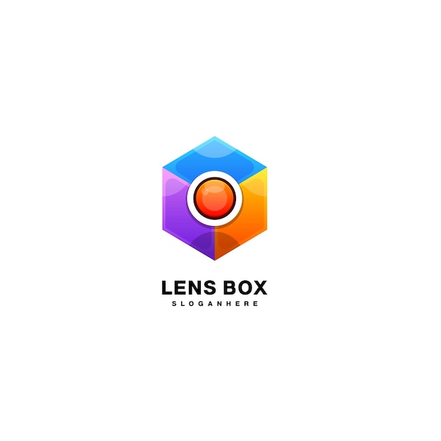 Lens hexagon logo gradient color illustration