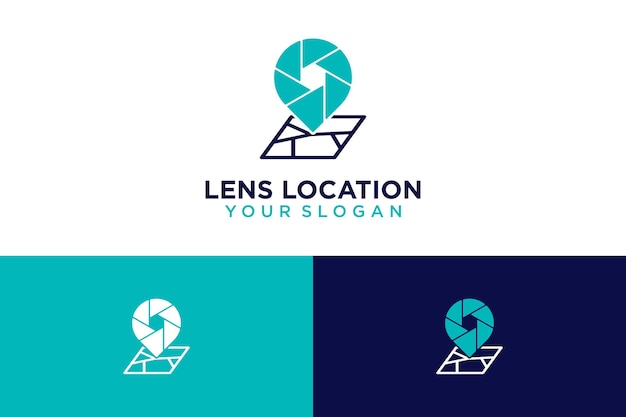 lens logo design with location and pin