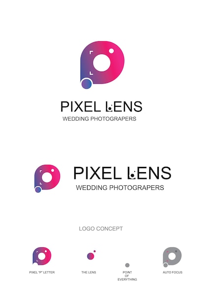 lens photography and letter p concept good for photography bussines and wedding organizer