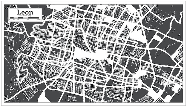 Leon Mexico City Map in Retro Style Outline Map