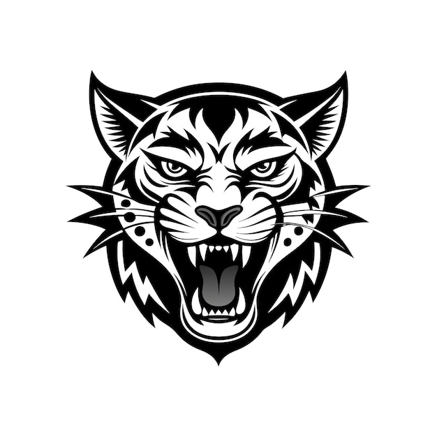 Vector leopard aggressive face vector silhouette logo design black and white