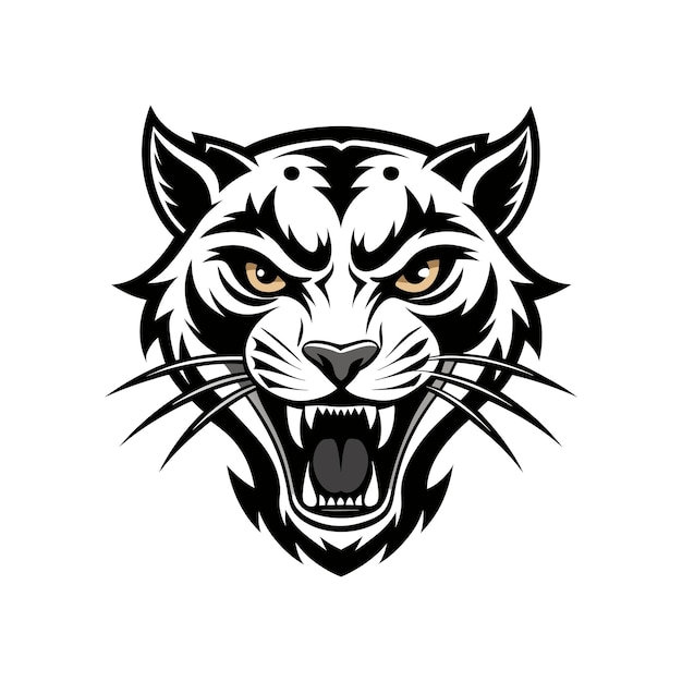 Vector leopard aggressive face vector silhouette logo design black and white