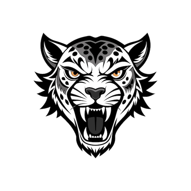 Vector leopard aggressive face vector silhouette logo design black and white