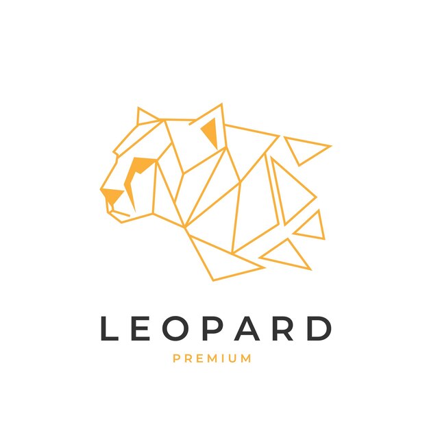 Vector leopard head geometric line illustration logo