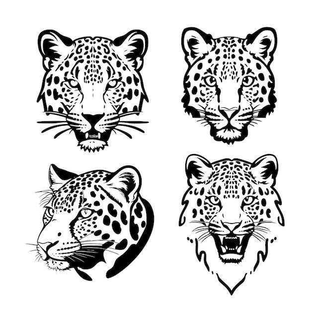 leopard head logo vector stencil set