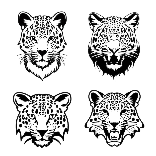 leopard head logo vector stencil set