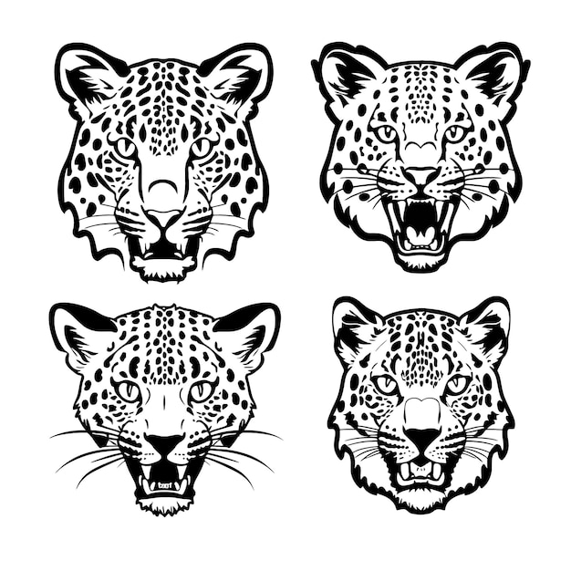 leopard head logo vector stencil set