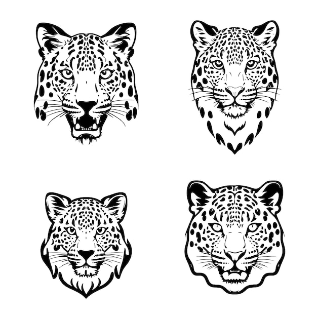 leopard head logo vector stencil set