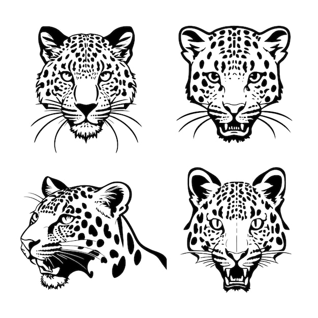 leopard head logo vector stencil set