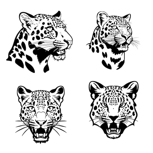 leopard head logo vector stencil set