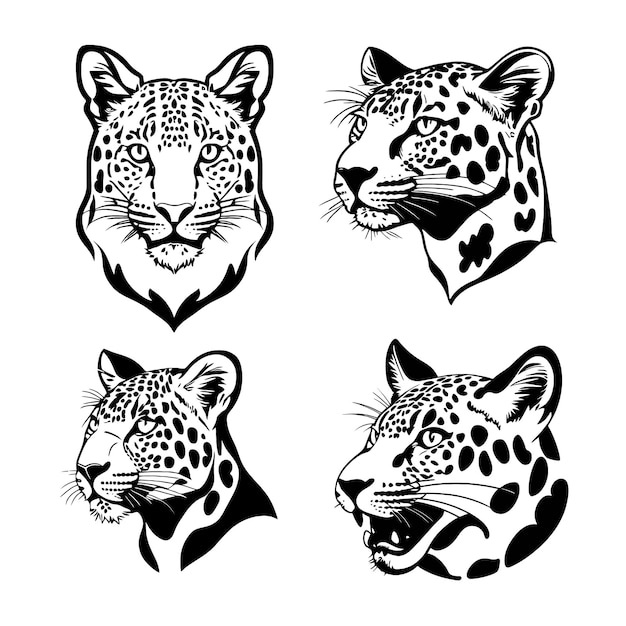 leopard head logo vector stencil set