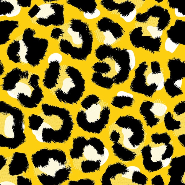 Leopard imitation seamless brush pattern vector illustration