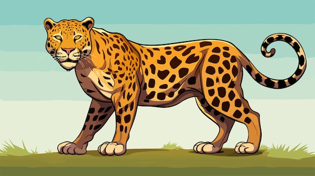 Vector leopard jaguar cartoon character vector illustration