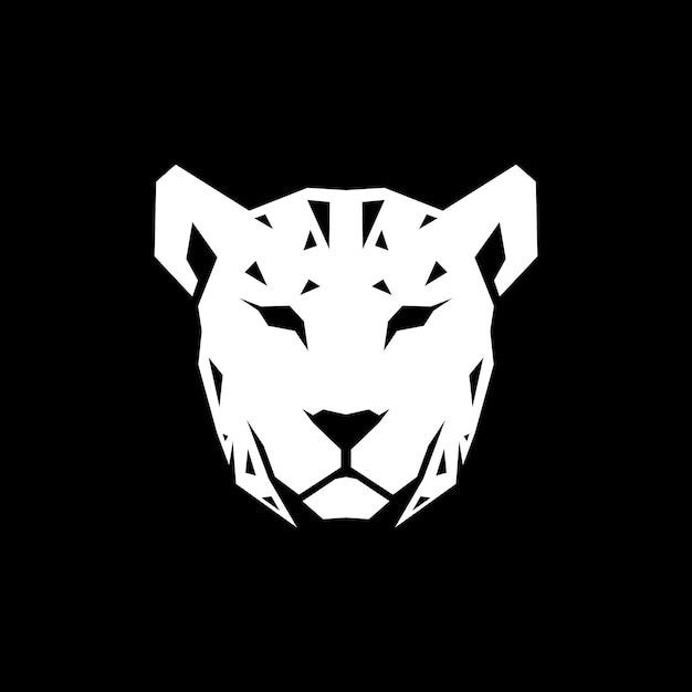 Vector leopard jaguar head ilustration geometric style in black background