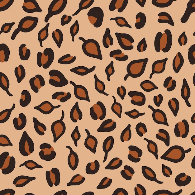 Leopard or jaguar seamless pattern made of fall leaves Trendy animal print with autumn colors Vector background for fabric textile wallpaper wrapping paper etc