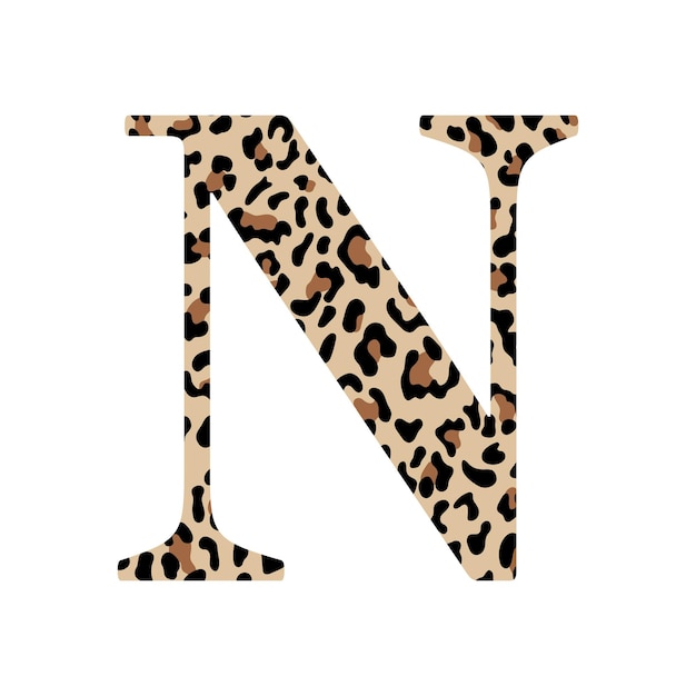 Leopard Letter N Luxury Monogram Wild Animal Print Initial