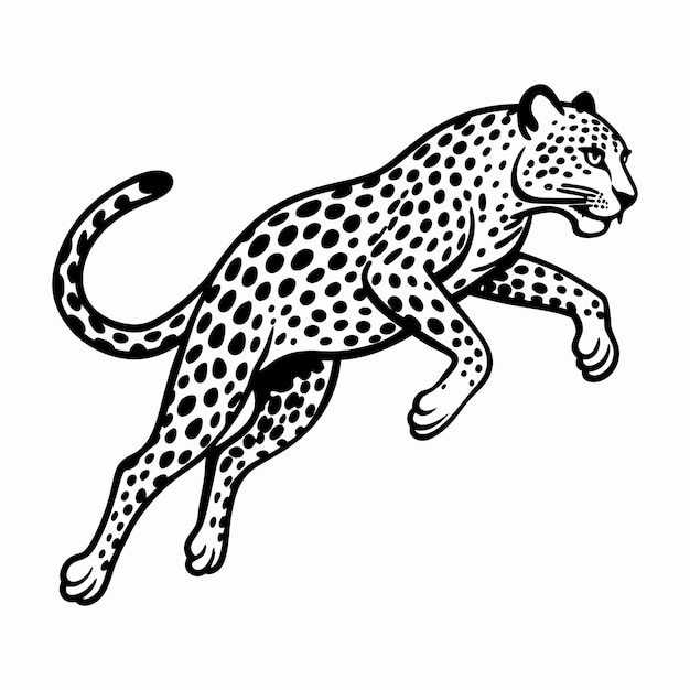 Vector leopard pouncing svg