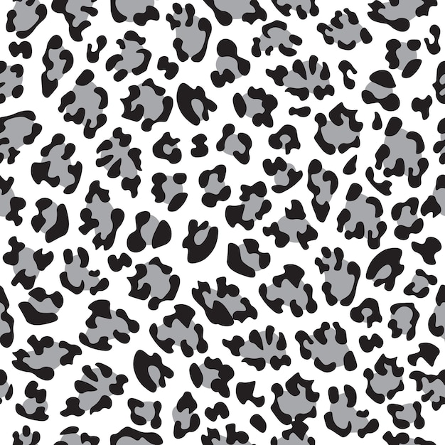 Leopard seamless pattern wild animal print vector african camouflage black and gray on white background