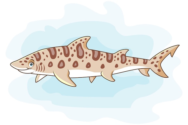 Leopard shark cartoon isolated on white background