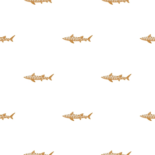 Leopard shark seamless pattern in scandinavian style. Marine animals background. Vector illustration for children funny textile prints, fabric, banners, backdrops and wallpapers.