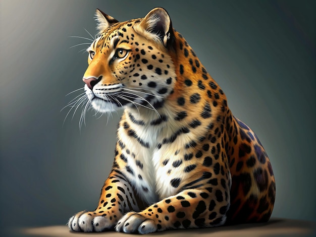 Leopard Sitting with Alert Expression