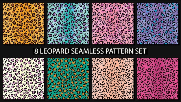 Leopard skin seamless pattern set