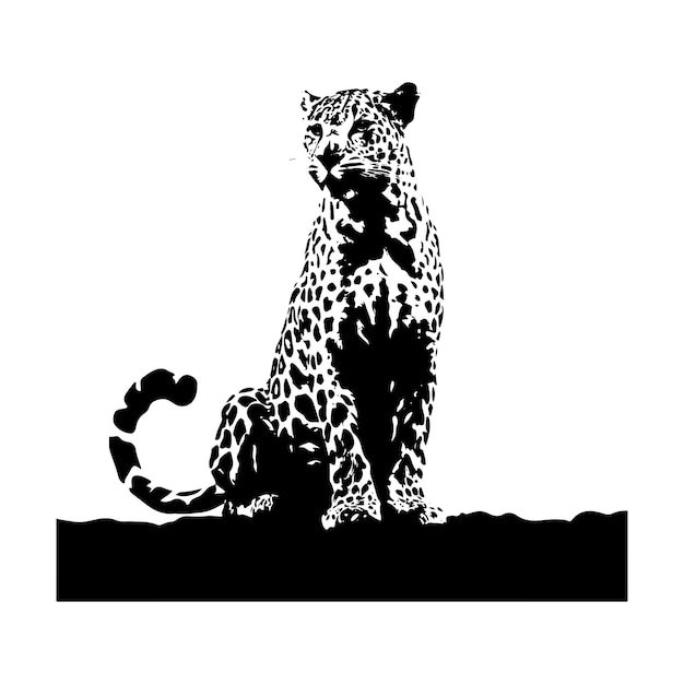 Vector leopard vector art silhouette logo icon design black and white