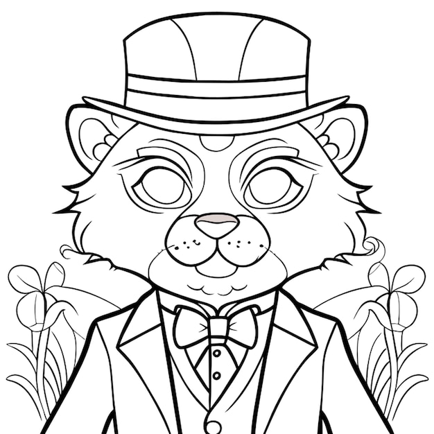 Vector leopold the cat vector illustration line art