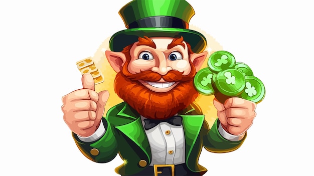 Vector leprechaun bowling sports mascot holding a ball