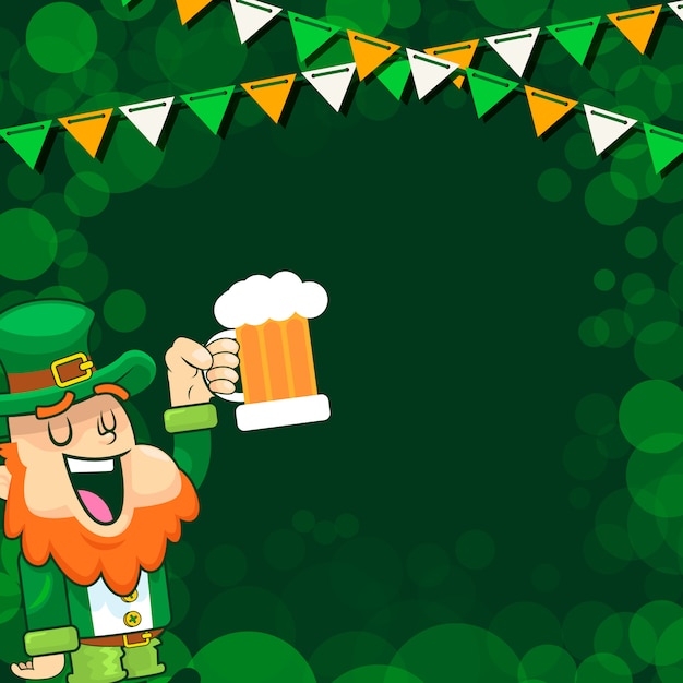 Leprechaun Cheers a Beer at Saint Patrick Day Festival