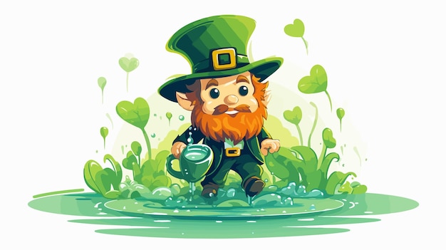 Vector leprechaun flat cartoon vector illustration